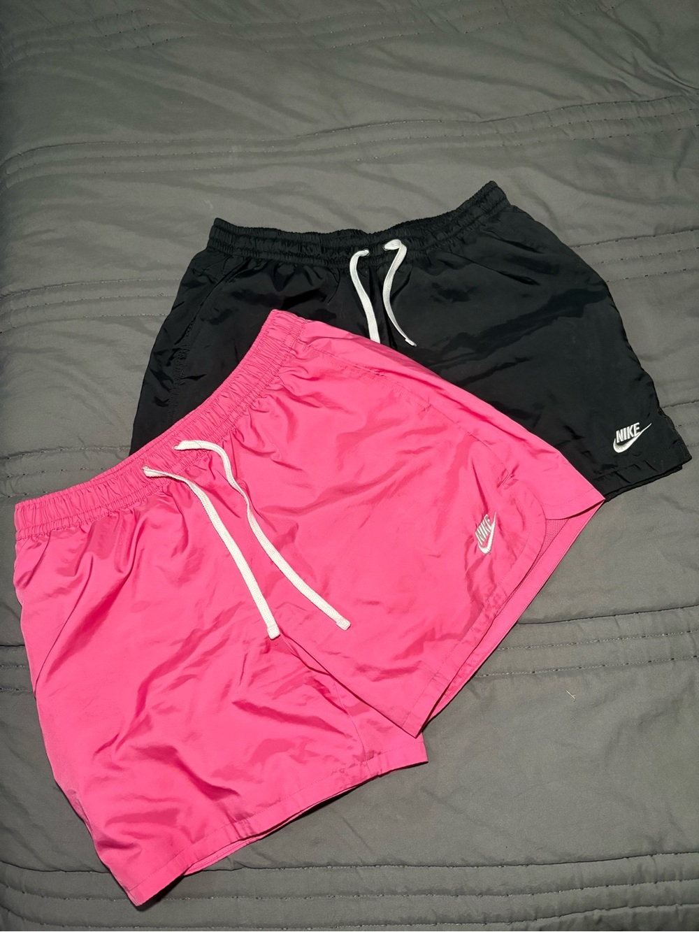 Nike Women’s Hot Pink and Black Athletic Shorts - Drawstring Waist